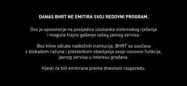 BHRT ne emituje svoj redovni program telop 1