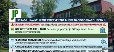 Vodosnabdijevanje uglavnom uredno, poteškoće u visinskim zonama zbog radova na rezervoaru Doložaj